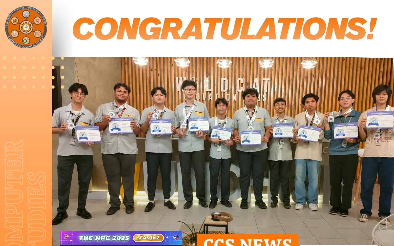 Reev Santillan receiving the CodeChum National Programming Challenge first runner-up award, 2025.